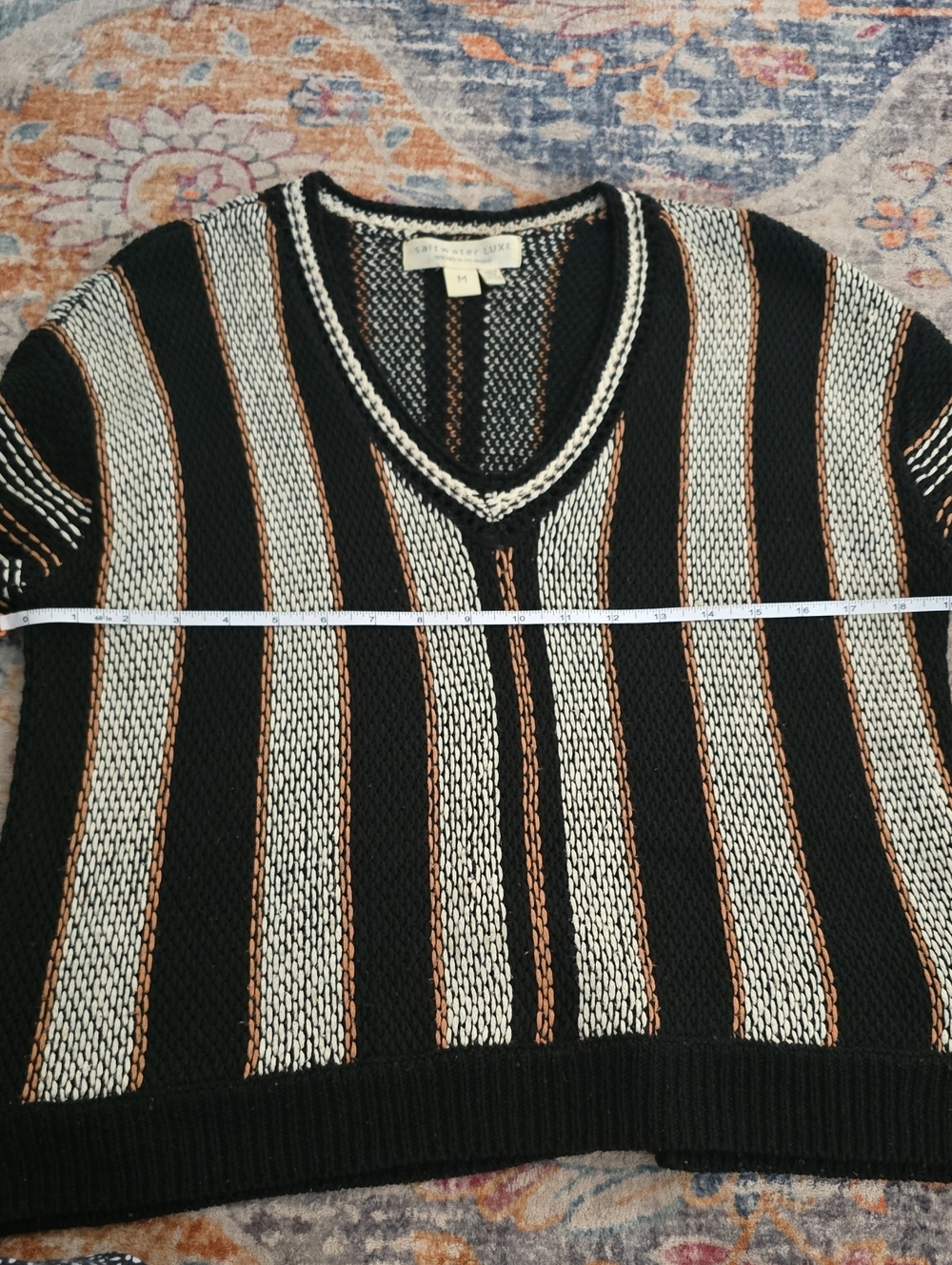 saltwater LUXE Black, Cream & Brown Striped Knit Top - Picture 5 of 5